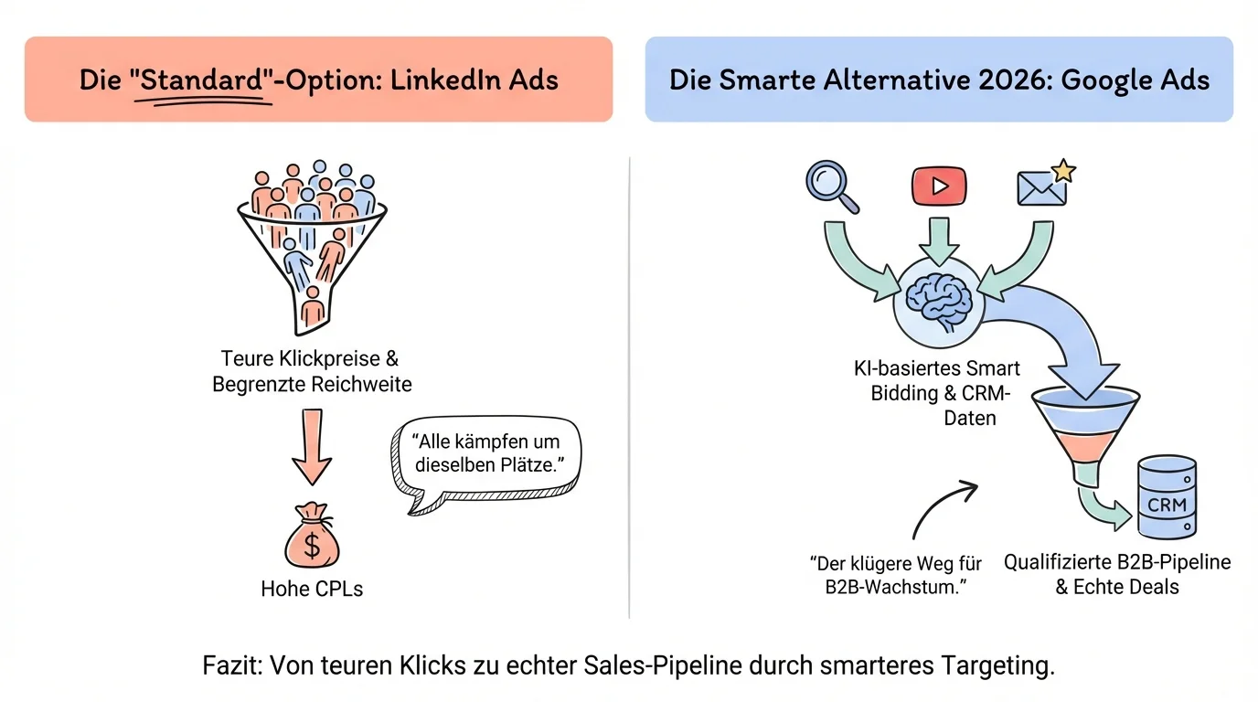 LinkedIn Ads vs. Google Ads – Von teuren Klicks zu echter Sales-Pipeline durch smarteres Targeting